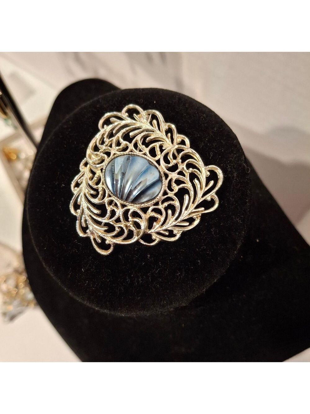 Sarah Coventry Silver and Blue Brooch